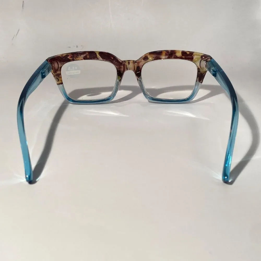1557 Claudia Square Concave 1.5 NEW Blue Reading Glasses Blue Light Filter